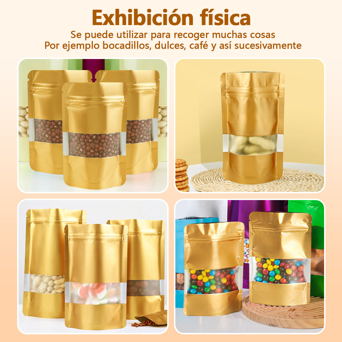 Vanance 200pcs Bolsas De Plastico Dorado Bolsas Holográfica Tornasol Bolsas Resellables Para Boutique Stand Up Pouch De Plastico Bolsa Ecologica 10x15cm