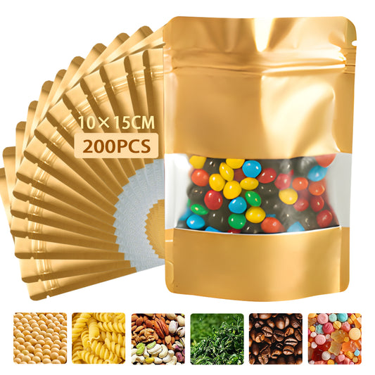 Vanance 200pcs Bolsas De Plastico Dorado Bolsas Holográfica Tornasol Bolsas Resellables Para Boutique Stand Up Pouch De Plastico Bolsa Ecologica 10x15cm