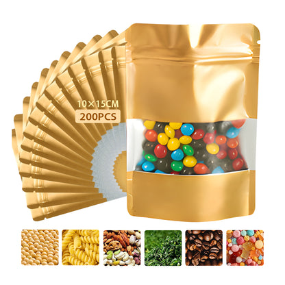 Vanance 200pcs Bolsas De Plastico Dorado Bolsas Holográfica Tornasol Bolsas Resellables Para Boutique Stand Up Pouch De Plastico Bolsa Ecologica 10x15cm